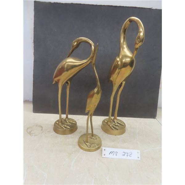 3 Brass Cranes Tallest 15"