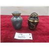 Image 1 : Lot Of 2 Brass Keepsake Cremation Urns "Maus Granite" "Radiance Brass" 2 1/2" Tall