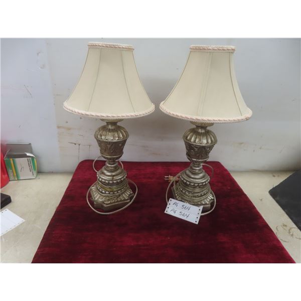 2 Matching Working Table Lamps Problem Free 19" Tall