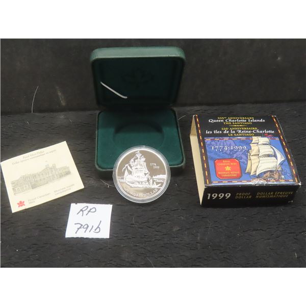 Canadian Silver Dollar Proof 225th Anniversary Queen Charlotte Islands The Santiago 1774-1999