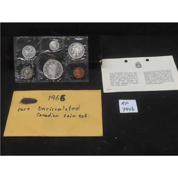 Rare 1966 Uncirculated Canadian Coin Set In Original Packaging With Royal Canadian Mint Coin Sheet,