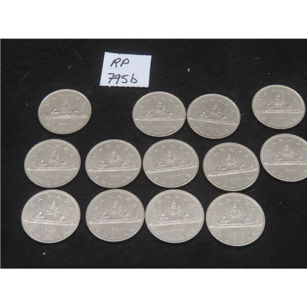 13 Canadian 1 Dollar Coins 1986 X 9, 1985 X 1, 1984 X 2, 1980 X 1