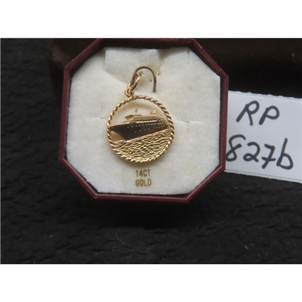 14K Gold Ship Pendant 1.6 Grams