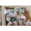 Image 9 : Large Box Of Plumbing Supplies, Copper Fittings, Solder Rolls, Fittings, Plumbers Wrench, Cleaning