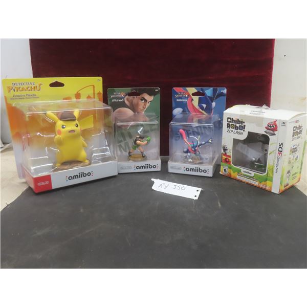 4 Nintendo Amiibos: Little Mac, Greninja, Zip Lash & Pikachu