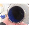 Image 3 : Stanley Thermal Jug 1950s One Gallon Lineman's Cooler Black Steel Porcelain Blue Lined And 3 Alumin