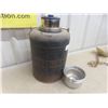 Image 6 : Stanley Thermal Jug 1950s One Gallon Lineman's Cooler Black Steel Porcelain Blue Lined And 3 Alumin