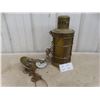 Image 1 : Antique Brass Hanging Electric Lantern Lamp With Amber Glass