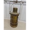 Image 2 : Antique Brass Hanging Electric Lantern Lamp With Amber Glass