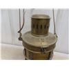 Image 3 : Antique Brass Hanging Electric Lantern Lamp With Amber Glass