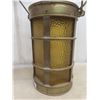 Image 4 : Antique Brass Hanging Electric Lantern Lamp With Amber Glass