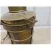 Image 7 : Antique Brass Hanging Electric Lantern Lamp With Amber Glass