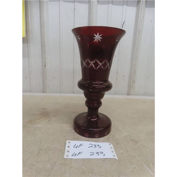 Ruby Red Glass Vase 10"