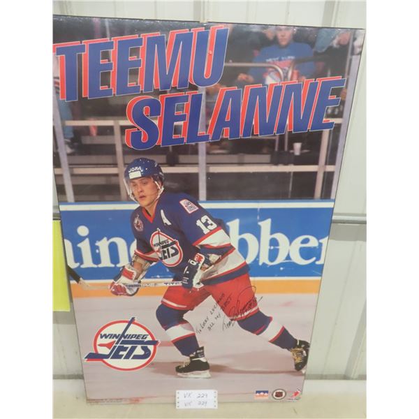 Teemu Selanne Winnipeg Jets Poster Board, Signed 34 X 22