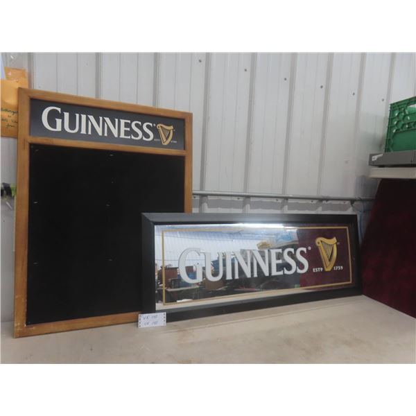 Guinness Framed Felt Board 35 X 26 & Framed Mirror 18 X 48