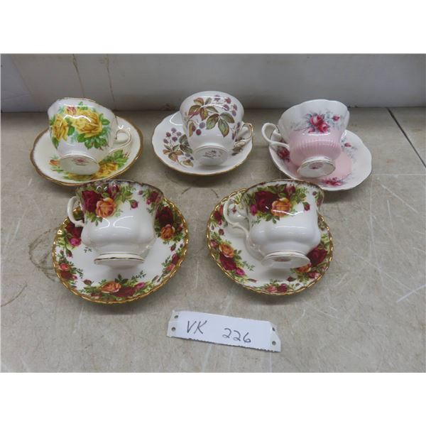 5 China Tea Cups & Saucers Royal Albert