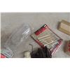 Image 5 : Vintage Wood Carving Chisels, Safety Goggles And Box Of CN Paperback Matches, Money Bag