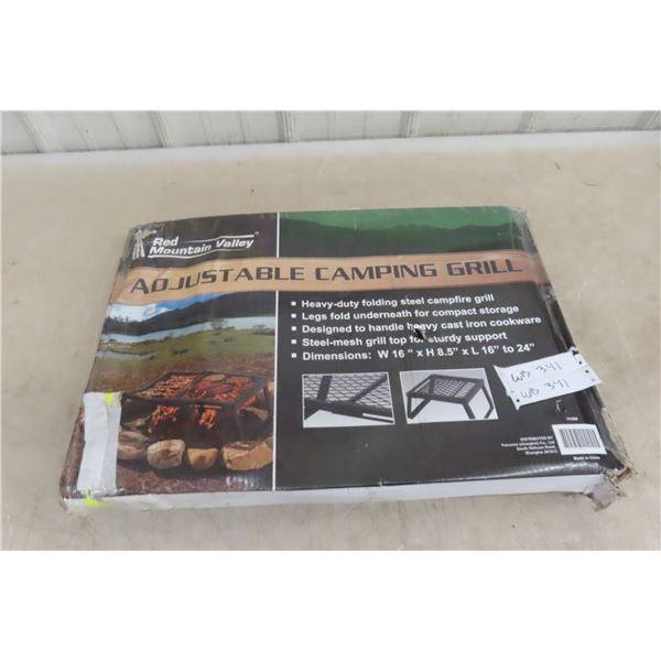 Outdoor Adjustable Camping Grill, New Open Box, Unused