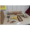 Image 1 : Vintage Wood Wind Chimes, Aluminum Beer Can Airplane, Lantern And Barometer Temp Gauge