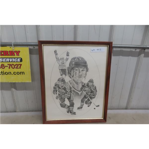1986 Wayne Gretzky Sketch Picture, 22" x 18" By Artist J. Hersh