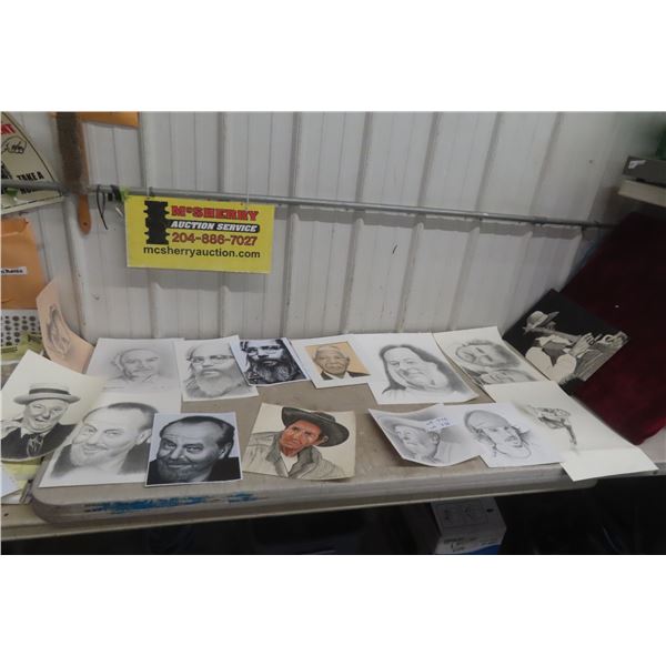 14 Vintage Sketches By W. Stinson, Canadian Artist