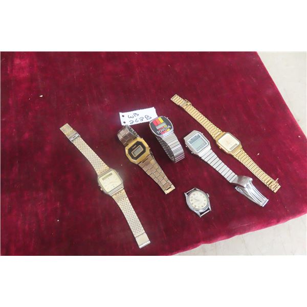 6 Vintage Mens Analog And Digital Watches Timex, Timex Quartz, Casio Quartz, Seiko Japan, Bercona S