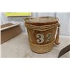 Image 2 : Antique Pioneer Old Staved Wood Bucket With Metal Number, Primitive Spoon And Hoe