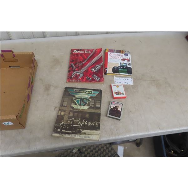 Vintage Snap On Tool Catalogs, Tractor Book And 2 Versatile Tractor Playing Deck Of Cards