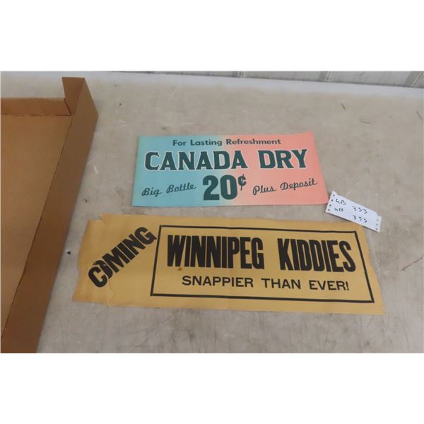 2 Antique Canada Dry 20 Cent Posters And Winnipeg Poster