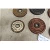 Image 3 : 11 Antique Weider And Whipper Watson Rare Barbell Weights 5 Lbs X 6, 3 Lbs X 4, 1 1/2 Lbs X 1