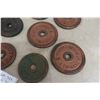 Image 4 : 11 Antique Weider And Whipper Watson Rare Barbell Weights 5 Lbs X 6, 3 Lbs X 4, 1 1/2 Lbs X 1