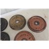 Image 5 : 11 Antique Weider And Whipper Watson Rare Barbell Weights 5 Lbs X 6, 3 Lbs X 4, 1 1/2 Lbs X 1