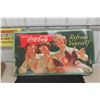 Image 1 : Vintage Coca Cola Refresh Yourself Double Sided Cardboard General Store Display Sign 36" X 20"