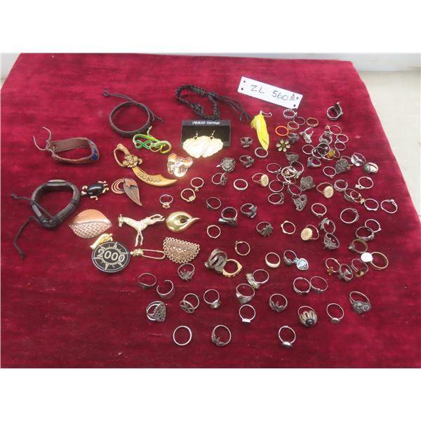 Fashion Jewelry: Leather Bracelets, Rings, Brooches & Earrings