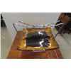 Image 2 : MCM Amber Spaghetti Crescent Moon Lamp / Magazine Rack / Ashtray Combo