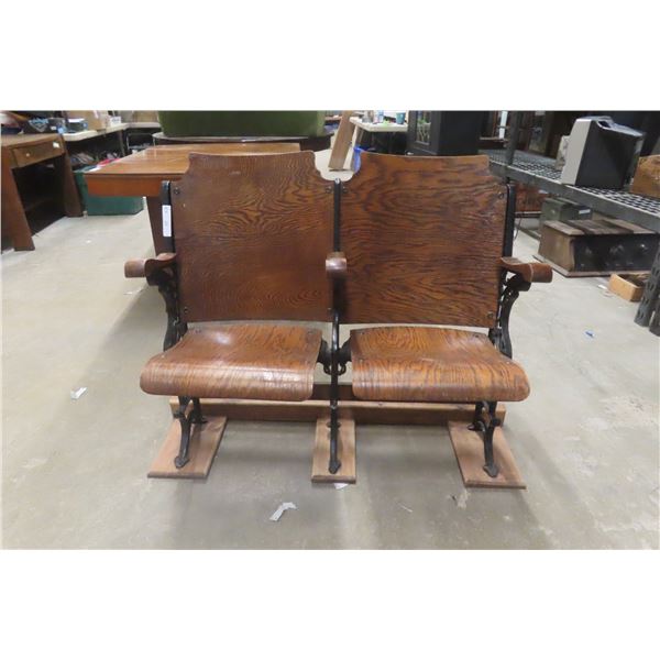 Two Theatre Seats, Cast and Wood, Folding Seats