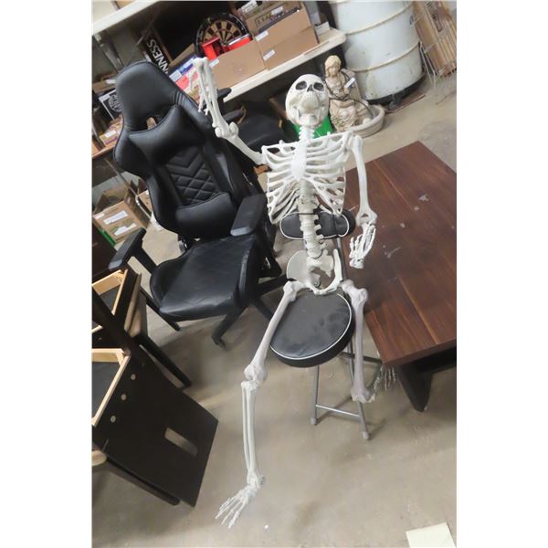 Halloween Skeleton Display And Folding Chair