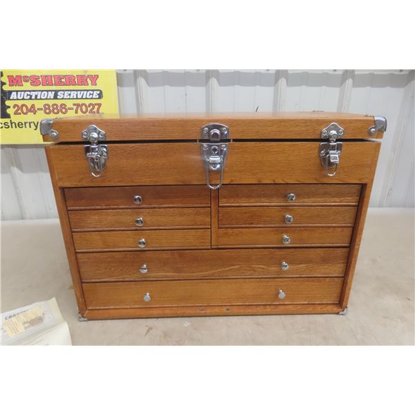 New Craftsman Classic Oak Heirloom Series 8-Drawer Tool And Hobby Chest With Key
