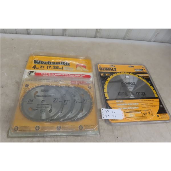 New DeWalt 12" Saw Blade And 4 x 7 1/4" Saw Blades