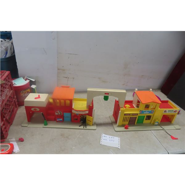 Fisher-Price Vintage Play Sets Fire House Family Village Police