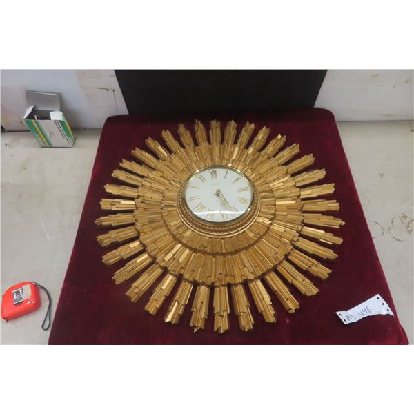 Syroco Sunburst 23" Diameter MCM Wall Clock