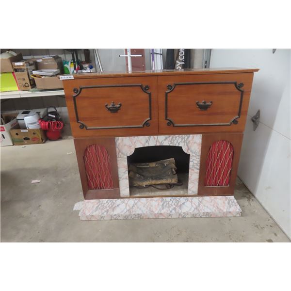 Fireplace Combo Electric Heater / Bar Phono Sonic AM/FM Record Player 41" X 52" X 15 1/2"