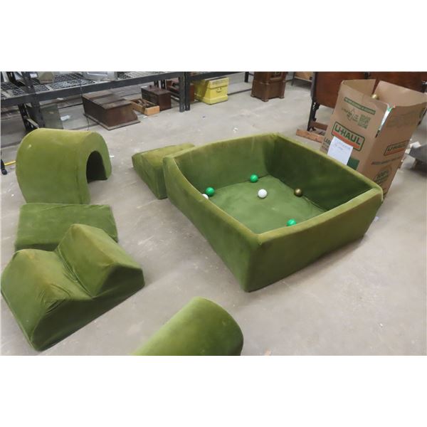 44" X 44" X 15" Fabric Ball Pit + Play Cushions