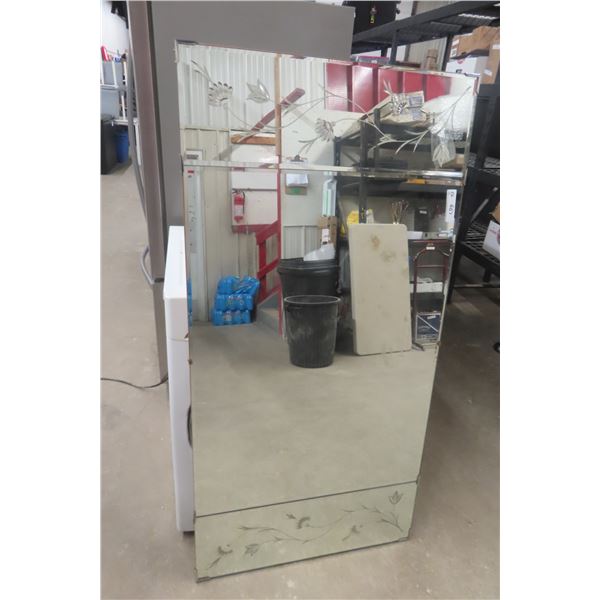 Large Wall Mirror w/ Etching Design