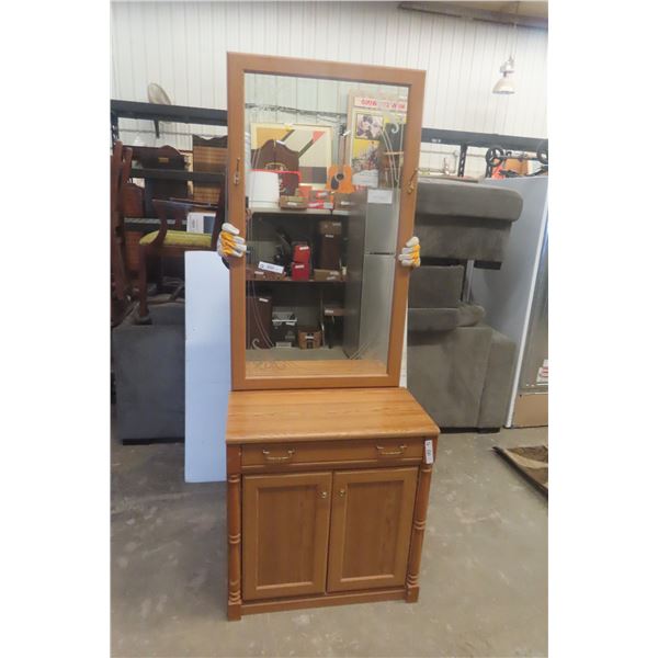 Hall Mirror & Cabinet Modern 29" X 28" X 15"