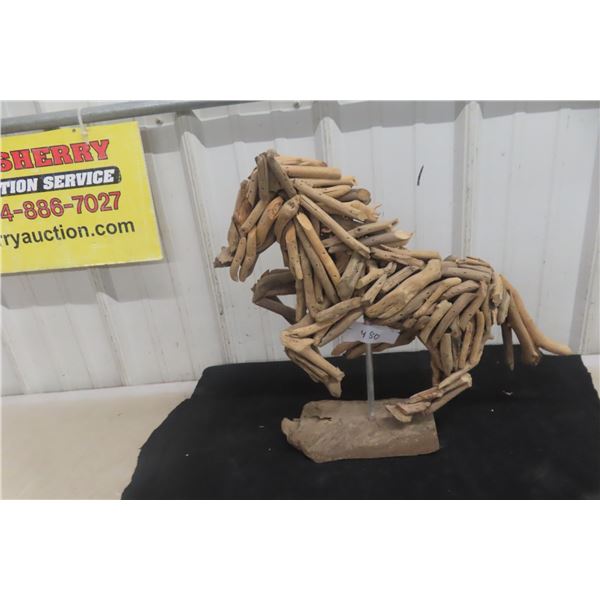 Folk Art Horse Ornament Branch Base 16" X 18"