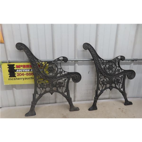 Set Of 2 Decorative Cast Bench Ends