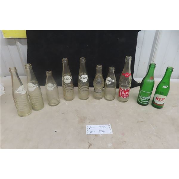 10 Old Pop Bottles 7up Schweppes No Name Pickup