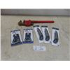 Image 1 : 3 New Utility Knives, 2 Fishing Pliers, and 18" Pipe Wrench