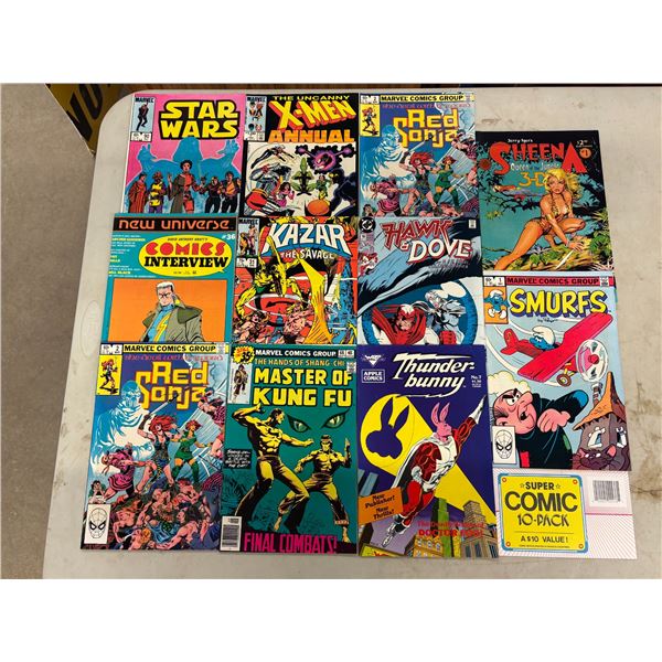 11 Comics 0.75–3.50 Mint Condition: X-Men, Red Sonja, Smurfs and Star Wars